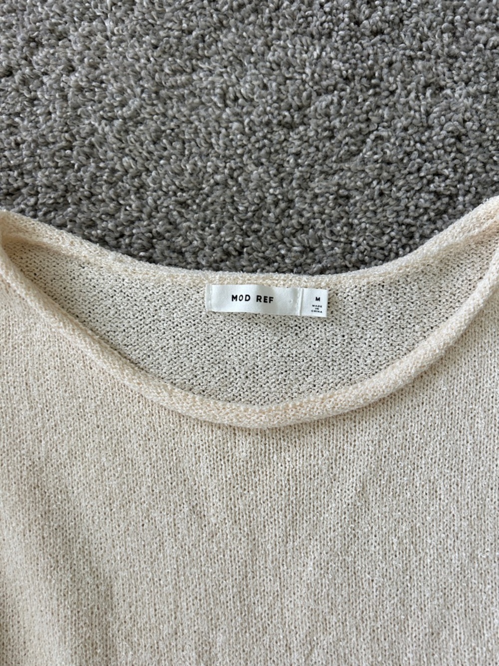 Mod Ref Neutral Cream Scoop Neck Lightweight Sweater